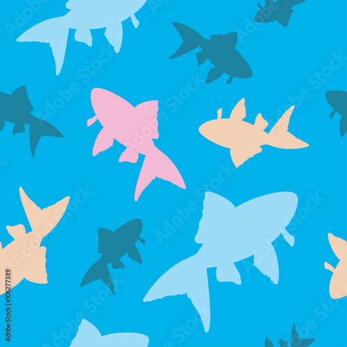 Seamless vector background with marine fish. Print. Cloth design, wallpaper.