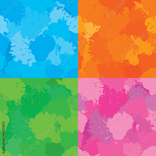 Set of colorful fabric patterns. Seamless backgrounds in grunge