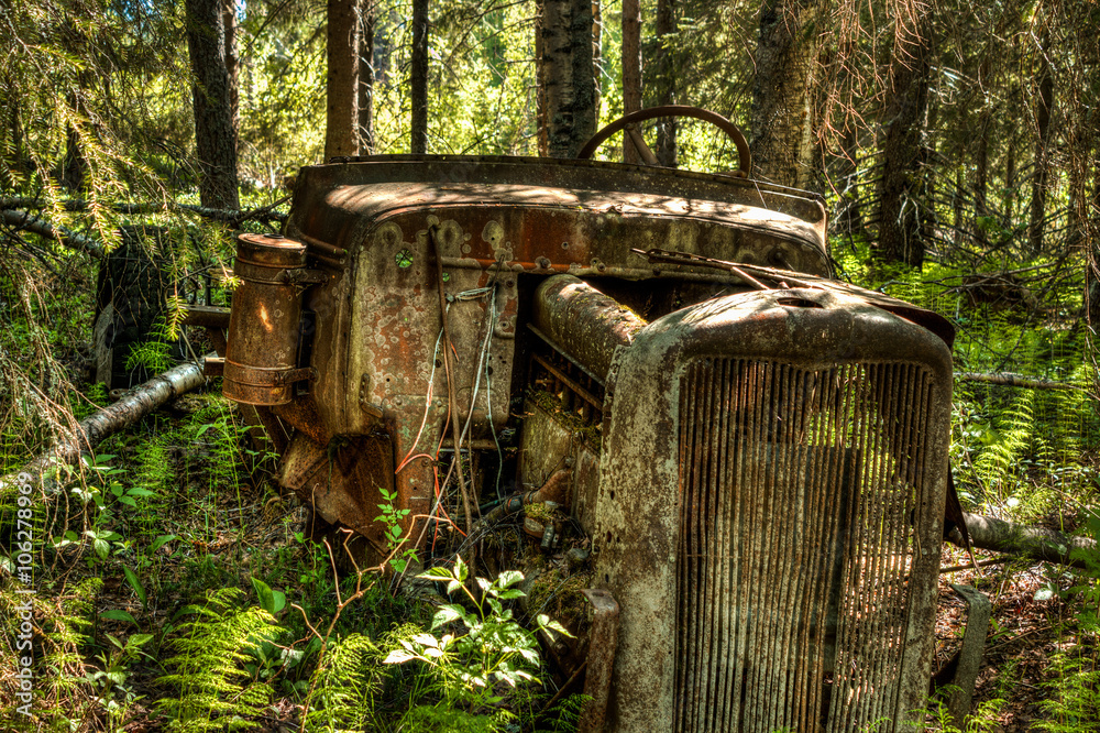 Old tractor abandoned in the woods Old tractor abandoned in the woods