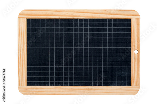 gridded rectangular school slate isolated on white background