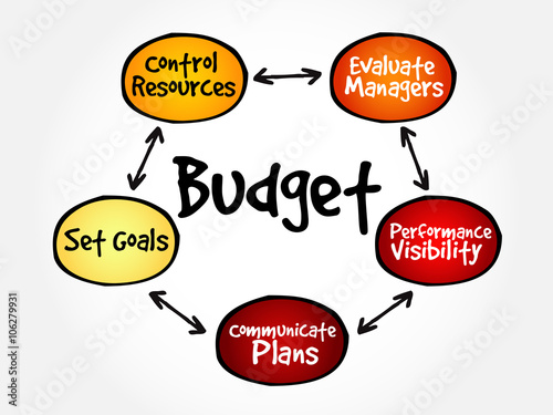 Purposes of maintaining Budget mind map flowchart business concept for presentations and reports