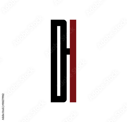 DI initial logo red and black