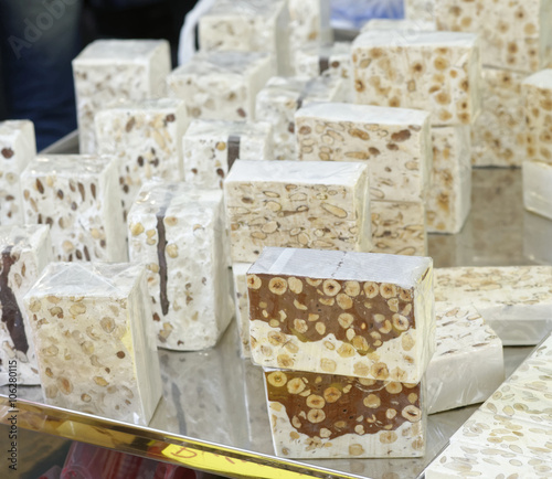 typical italian sweet called torrone