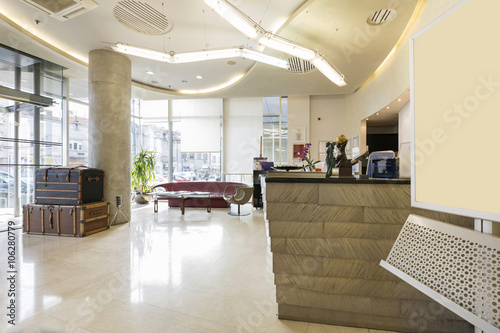 Reception area with reception desk