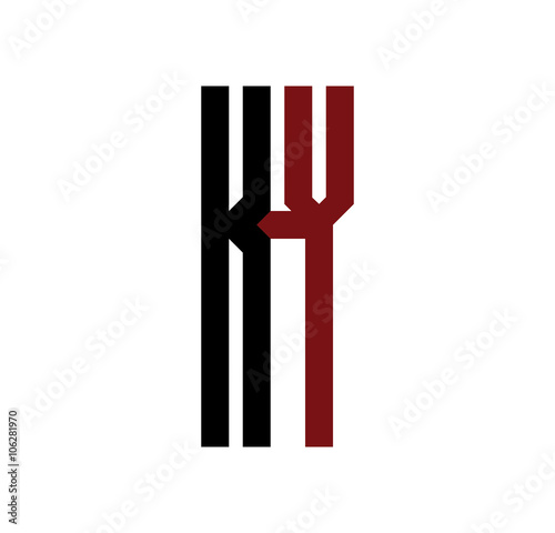 KY initial logo red and black