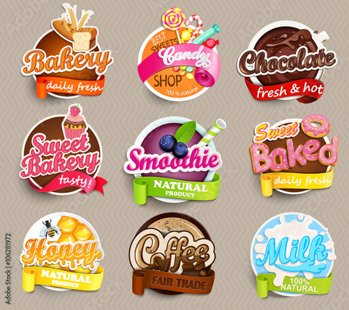 Set stickers of food.