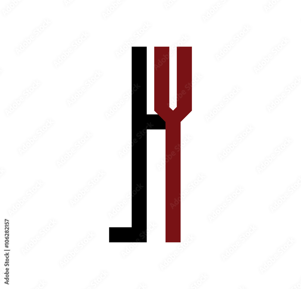 LY initial logo red and black