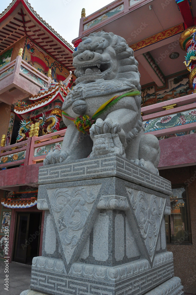 Lion statue in Chinese shrine,Thailand