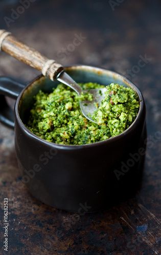 Fresh homemade wild garlic pesto