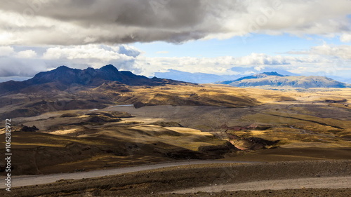 Experience the breathtaking beauty of Pasochoa Volcano in the Ecuadorian Andes,as seen from the Cotopaxi Refuge at an impressive altitude of 4800m.