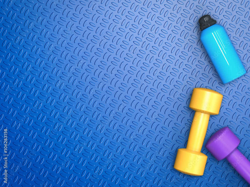 Fototapeta premium workout dumbbells and flask 