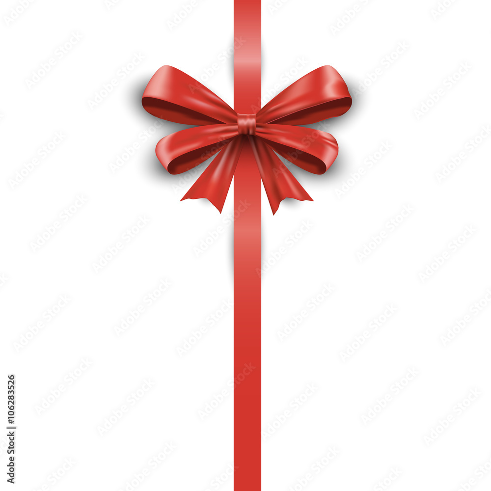 Shiny red satin ribbon on white background. Shiny red satin ribbon on white background.