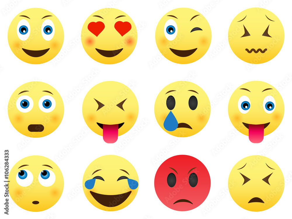 Set of emoticons, emoji isolated on white background, vector illustration. Big set of emoticons. Flat emoticons Set of emoticons, emoji isolated on white background, vector illustration. Big set of emoticons. Flat emoticons