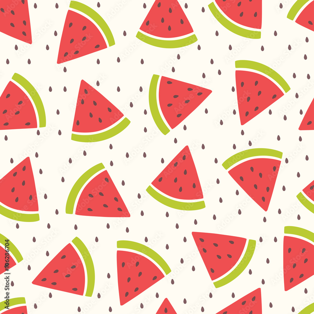 Cute vector seamless pattern with watermelon. Cute vector seamless pattern with watermelon.