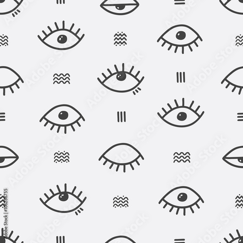 Simple vector abstract seamless pattern with eyes.