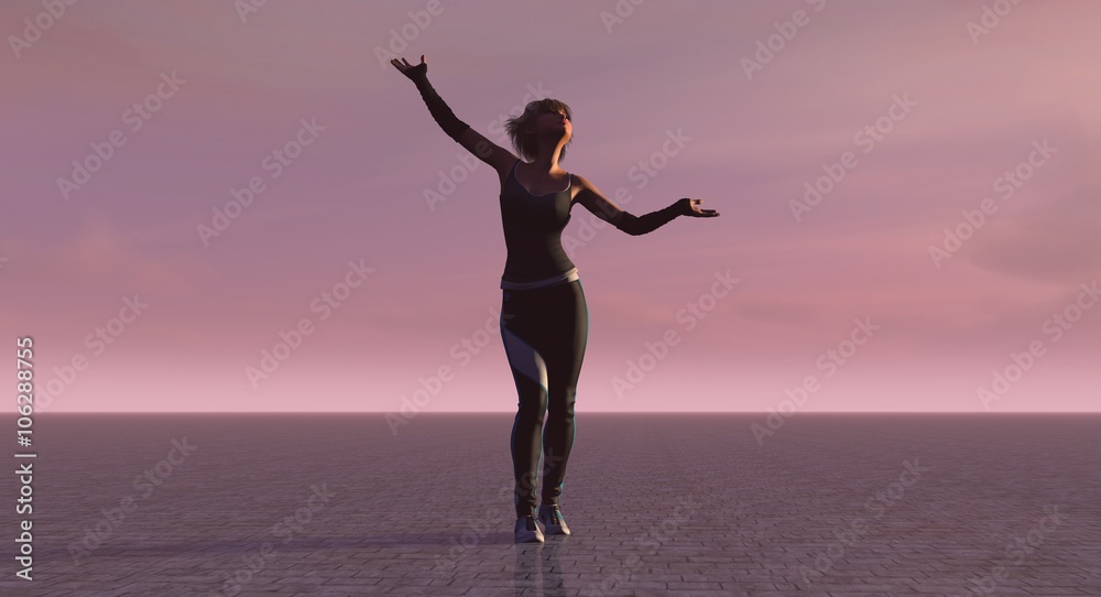 Obraz premium Female Exercise And Stretch Warm Up Pose