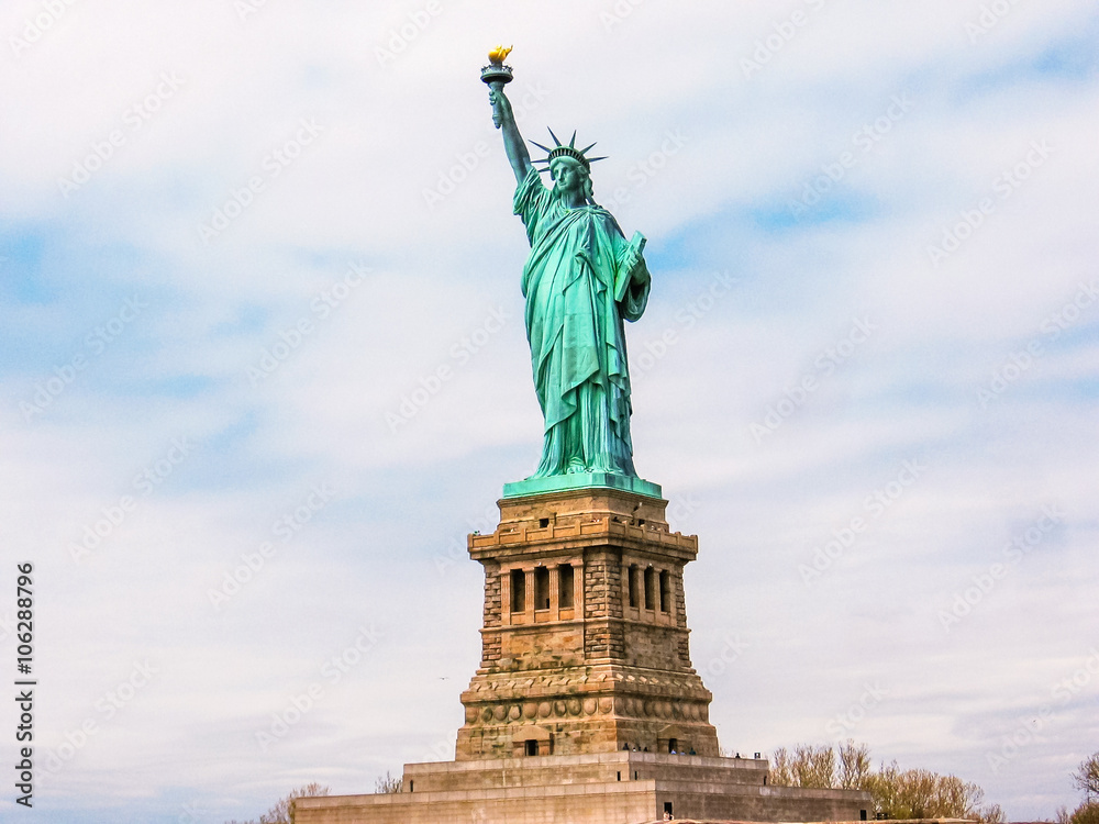 The famous Statue of Liberty monument symbol of New York City, United States.