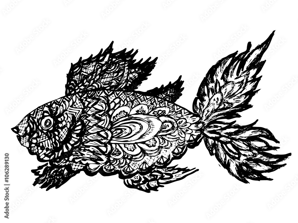 Obraz premium Fish Grunge Lineart