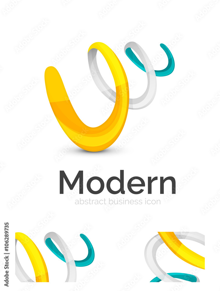 Abstract 3d swirl ribbon logo template with business card corporate identity design Abstract 3d swirl ribbon logo template with business card corporate identity design