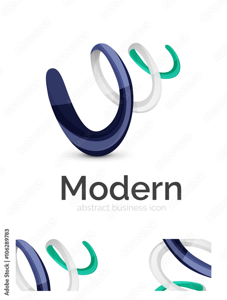 Abstract 3d swirl ribbon logo template with business card corporate identity design Abstract 3d swirl ribbon logo template with business card corporate identity design