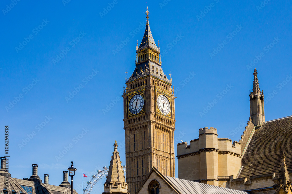 Big Ben clock tower London, horizontal