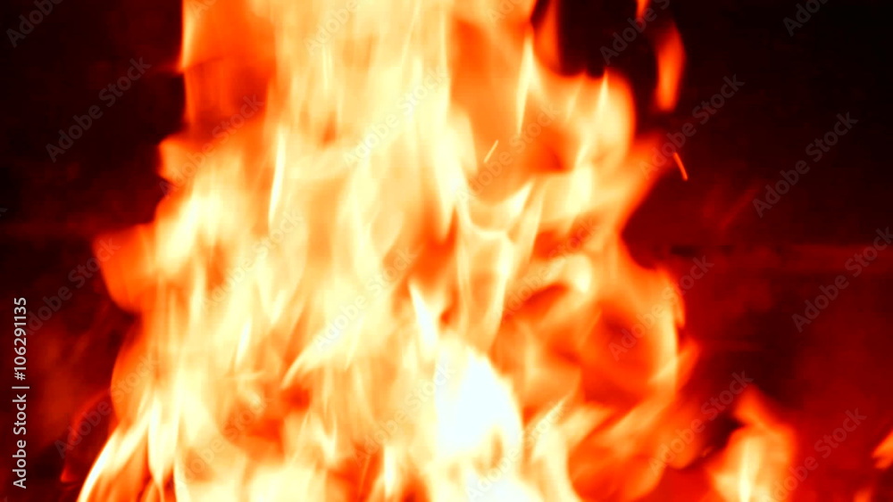 fire burns in the fireplace close-up fire burns in the fireplace close-up