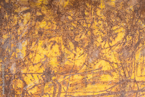 Hintergrund aus Metall in gelb mit Rost
