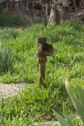 Rusty pipe in the garden