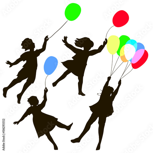 Children flying on balloons