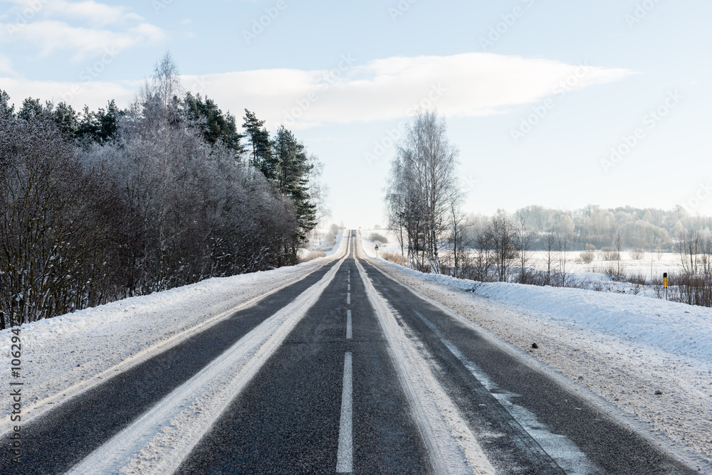empty road in the countryside in winter empty road in the countryside in winter