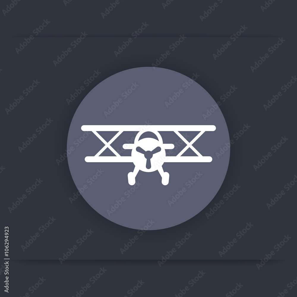 Biplane aircraft icon, airplane round flat icon, plane symbol, vector illustration Biplane aircraft icon, airplane round flat icon, plane symbol, vector illustration