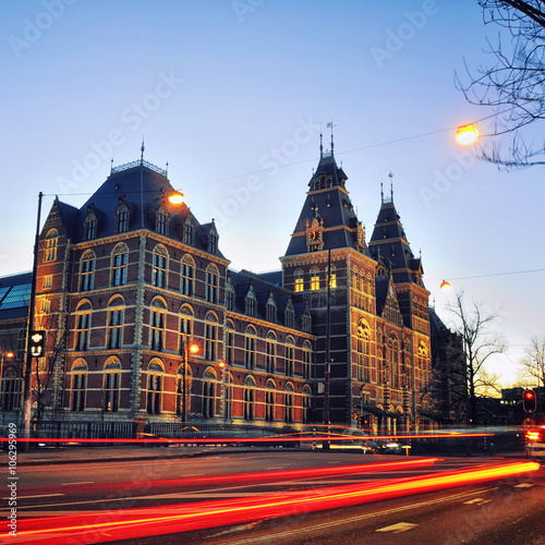 Rijksmuseum in Amsterdam, Netherlands at night photo