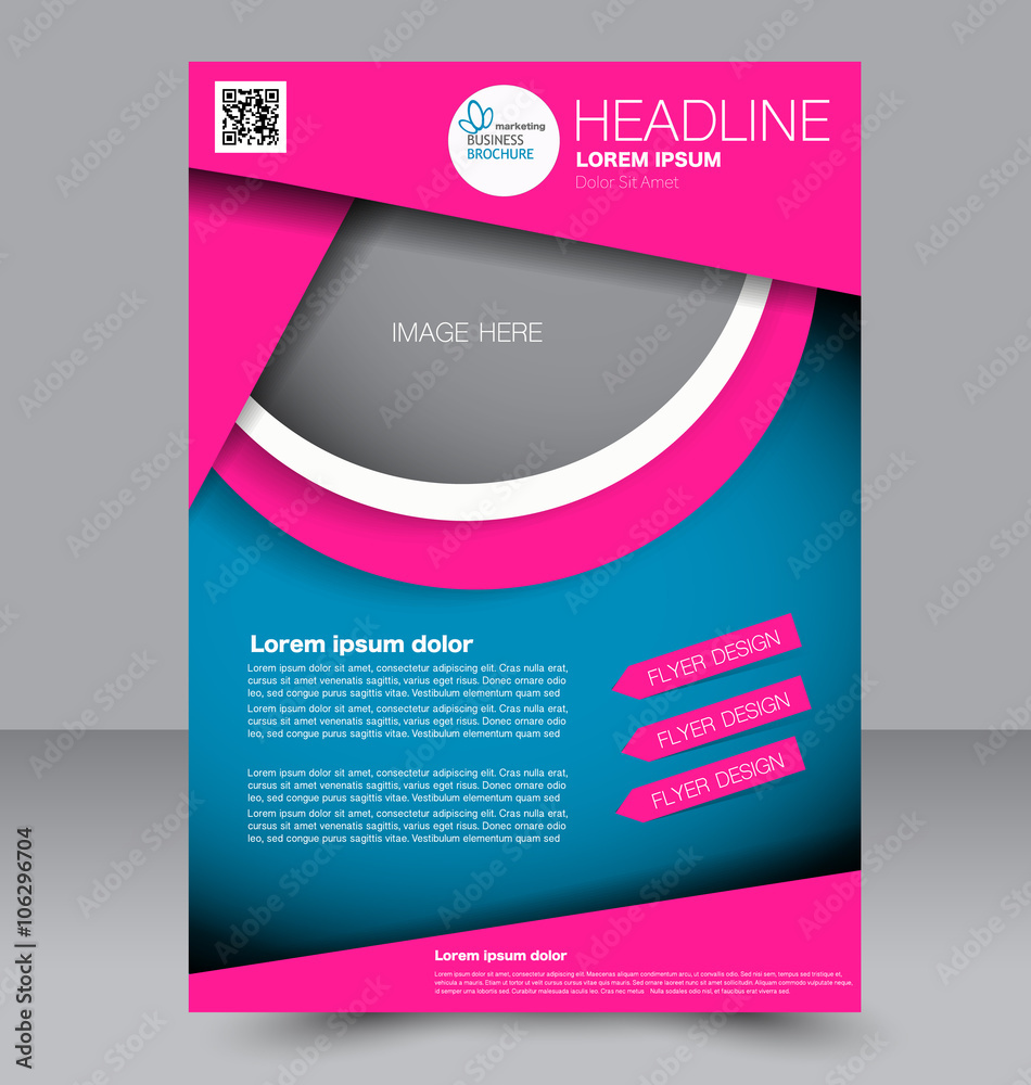 Abstract flyer design background. Brochure template. Can be used for magazine cover, business mockup, education, presentation, report. RBlue and pink color.