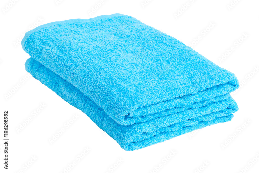 One blue towel roll on a white background One blue towel roll on a white background