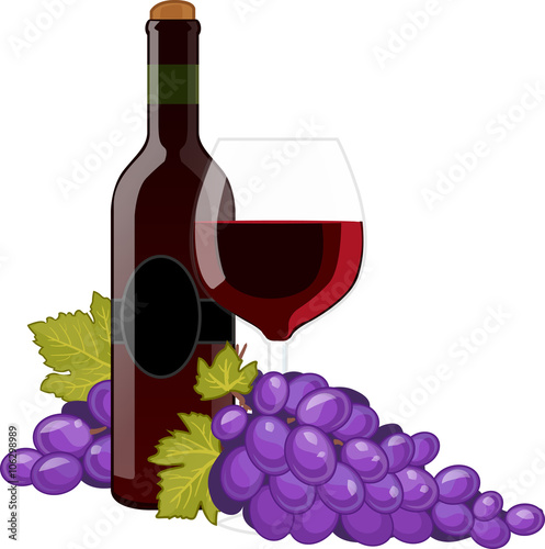 Red wine bottle and wineglass