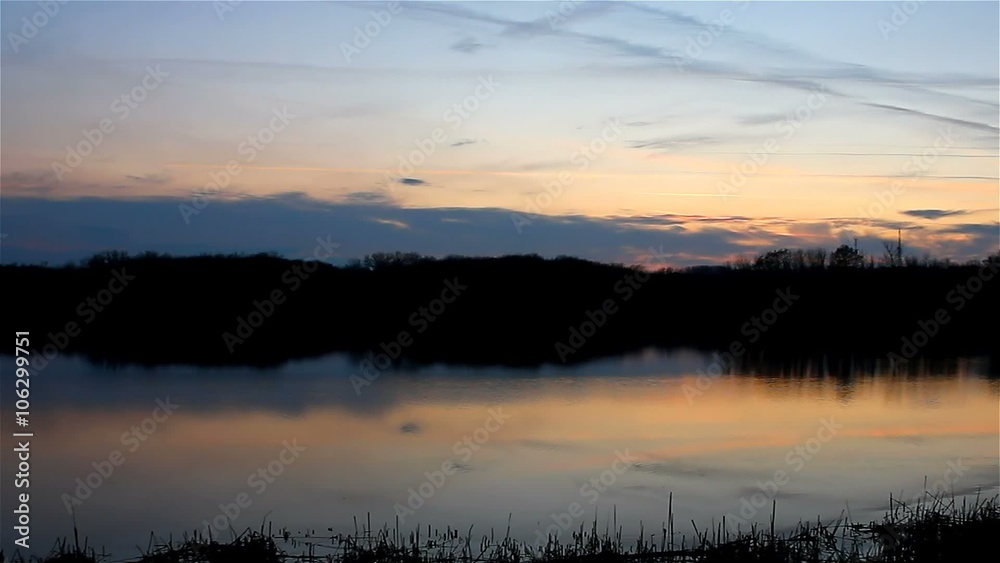 beautiful  sky sunset silhouette river nature landscape