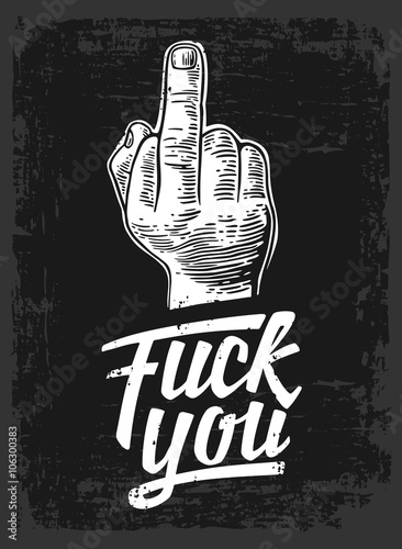 Canvas Print Middle finger Sign by male hand