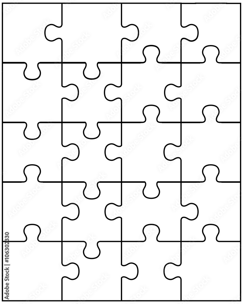 Vector illustration of white puzzle, separate parts