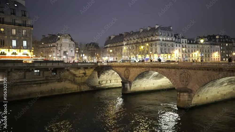 Romantic ancient bridges in Paris by night Romantic ancient bridges in Paris by night