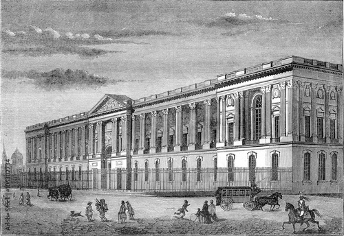 Louis XIV, Perrault's Colonnade, vintage engraving. photo