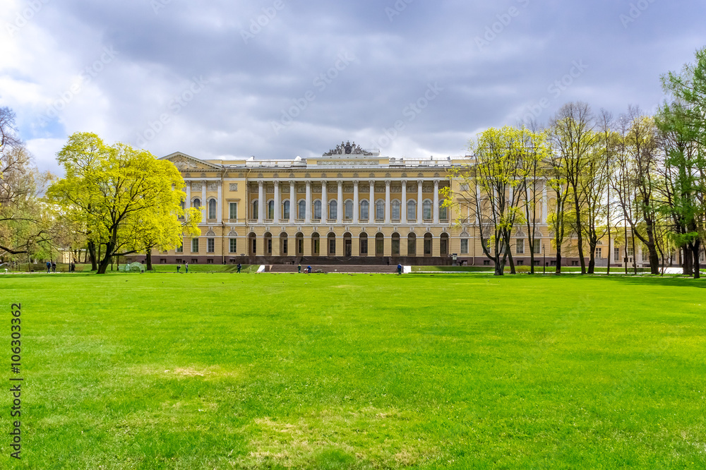 Mikhailovsky Palace and Park in St. Petersburg, Russia