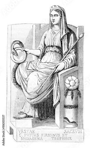 Obraz na płótnie Vesta, goddess of the Bakers, vintage engraving.