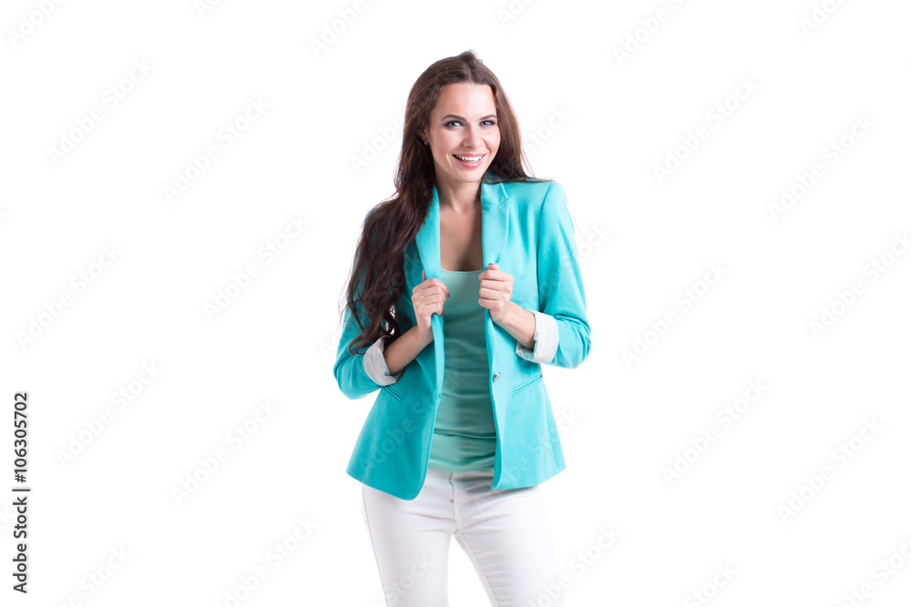 Smiling young woman studio portrait, isolated. Smiling young woman studio portrait, isolated.
