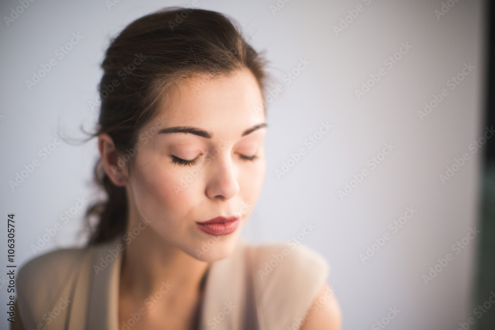 Fototapeta premium Young beautiful fashionable woman. Portrait of brunette.