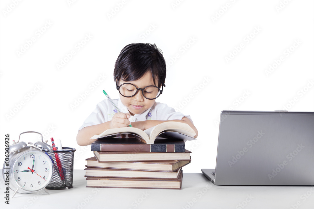 Little Student Doing her Homework Little Student Doing her Homework