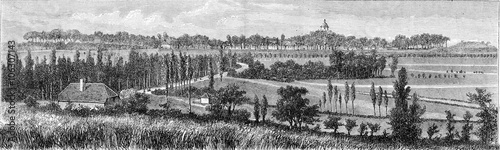 Canvas Print Phalsbourg, General view, vintage engraving.