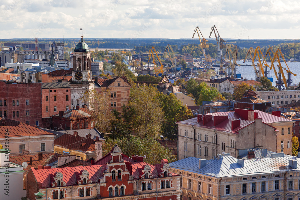 Obraz premium Vyborg (Viipuri), panorama view in sunny autumn day. Russia.