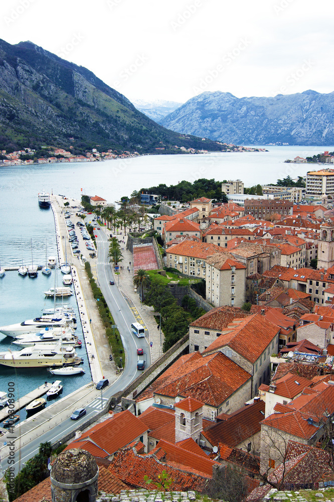 View of the town of Kotor (Montenegro) to the mountains