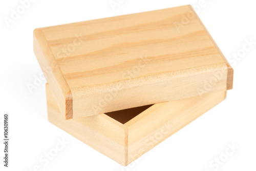 Wooden box on white