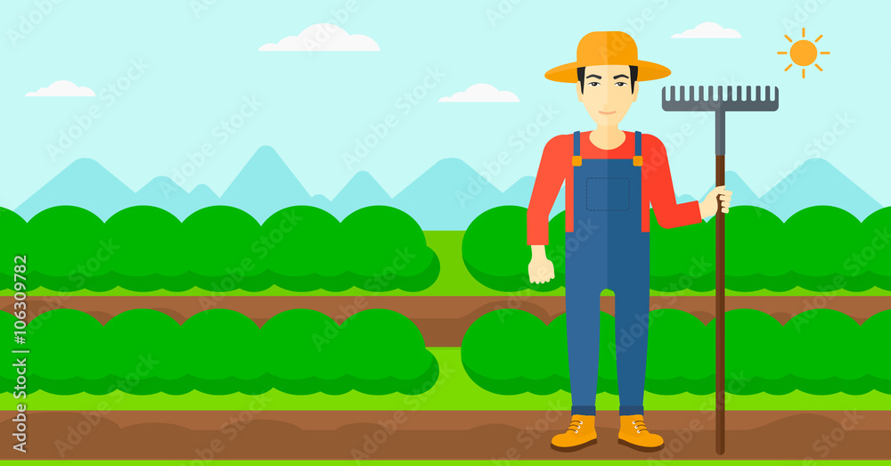Farmer with rake. Farmer with rake.